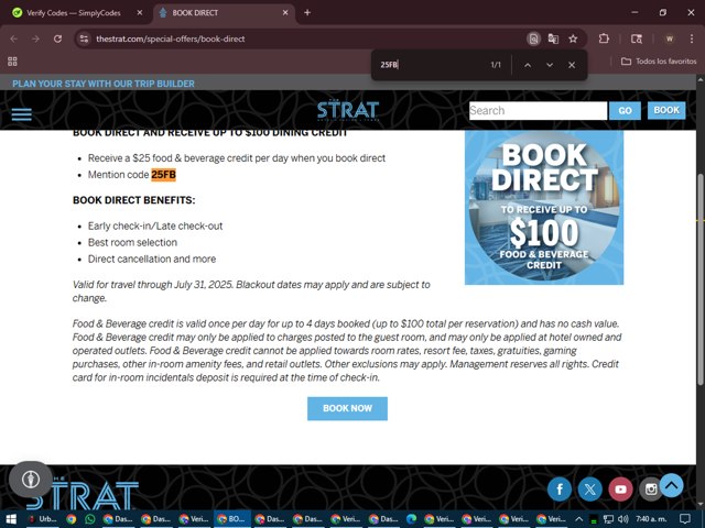 The STRAT Hotel checkout page showing The STRAT Hotel promo code box | Screenshot taken by SimplyCodes community member on Jul 9, 2025