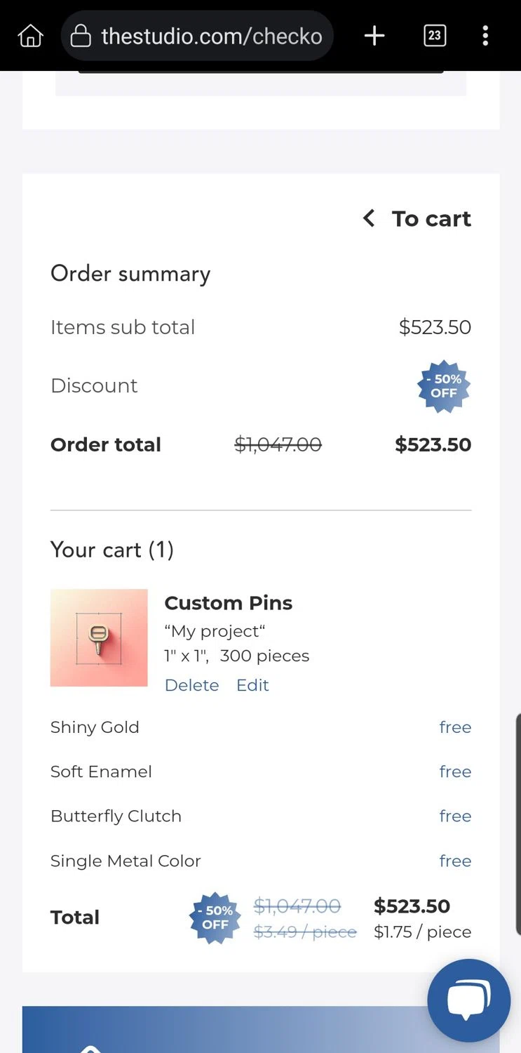 The/Studio checkout page showing The/Studio promo code box | Screenshot taken by SimplyCodes community member on Jul 27, 2025