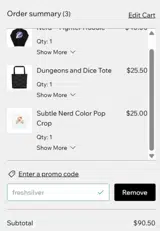 FRESHSILVER coupon verification screenshot