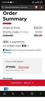 The Sun Devils coupon verification screenshot