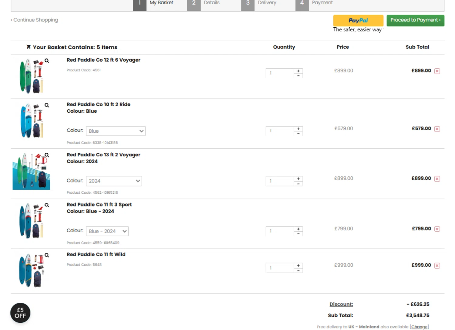 The SUP Co. checkout page showing The SUP Co. discount code box | Screenshot taken by SimplyCodes community member on Nov 21, 2025