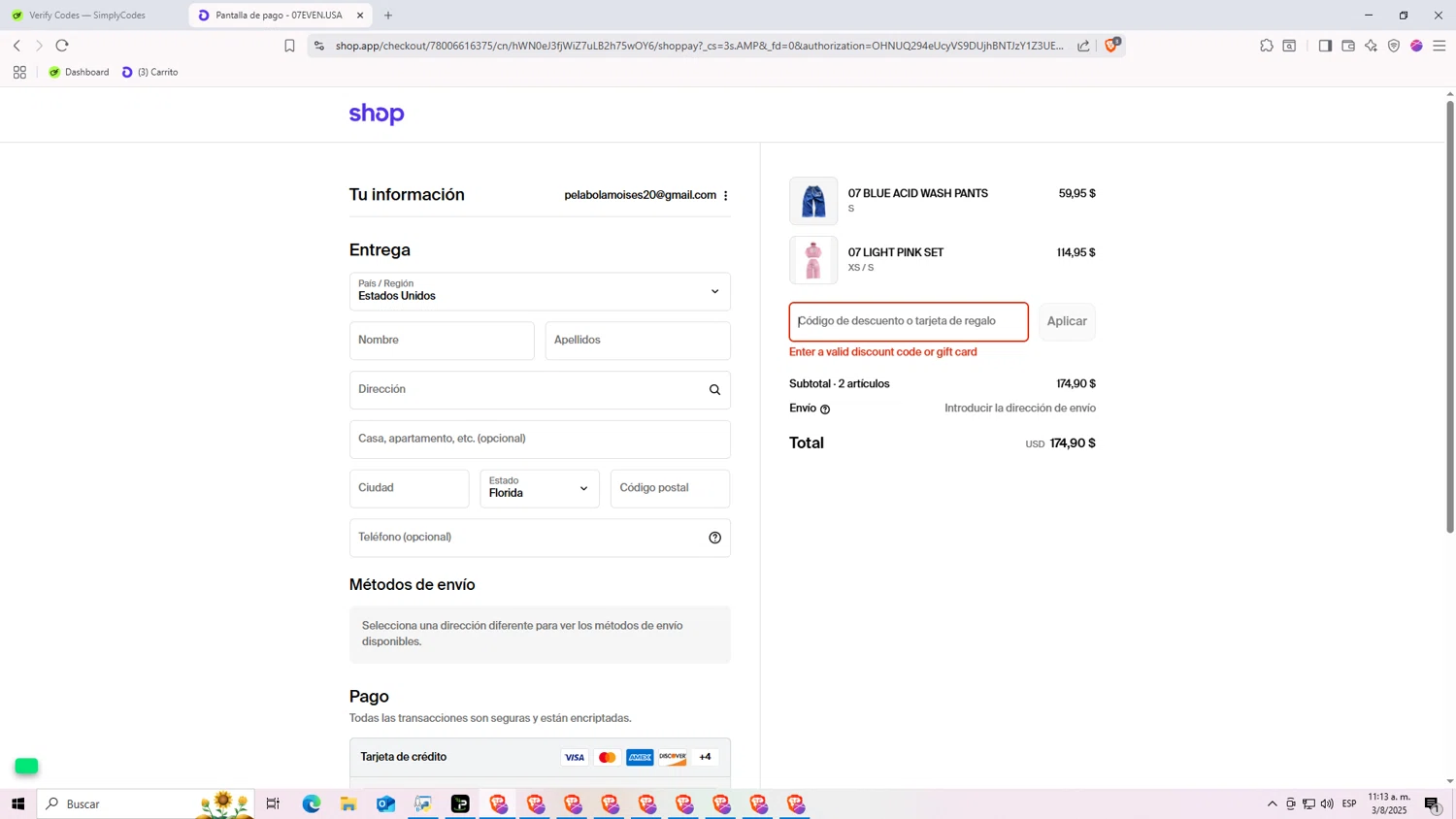 Bondi Resortwear discount code screenshot showing code SWANKY10 applied at Bondi Resortwear checkout page. Uploaded by SimplyCodes community member NARUTO_UZUMAKIsx on Aug 3, 2025