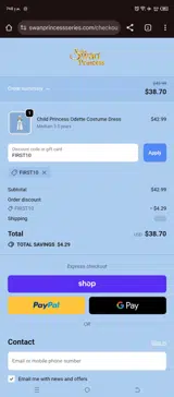 FIRST10 coupon verification screenshot