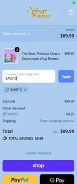 SAVE10 coupon verification screenshot