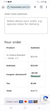 SHROOMS15 coupon verification screenshot