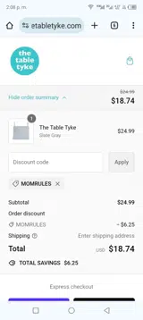 MOMRULES coupon verification screenshot