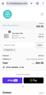 KILEY15 coupon verification screenshot