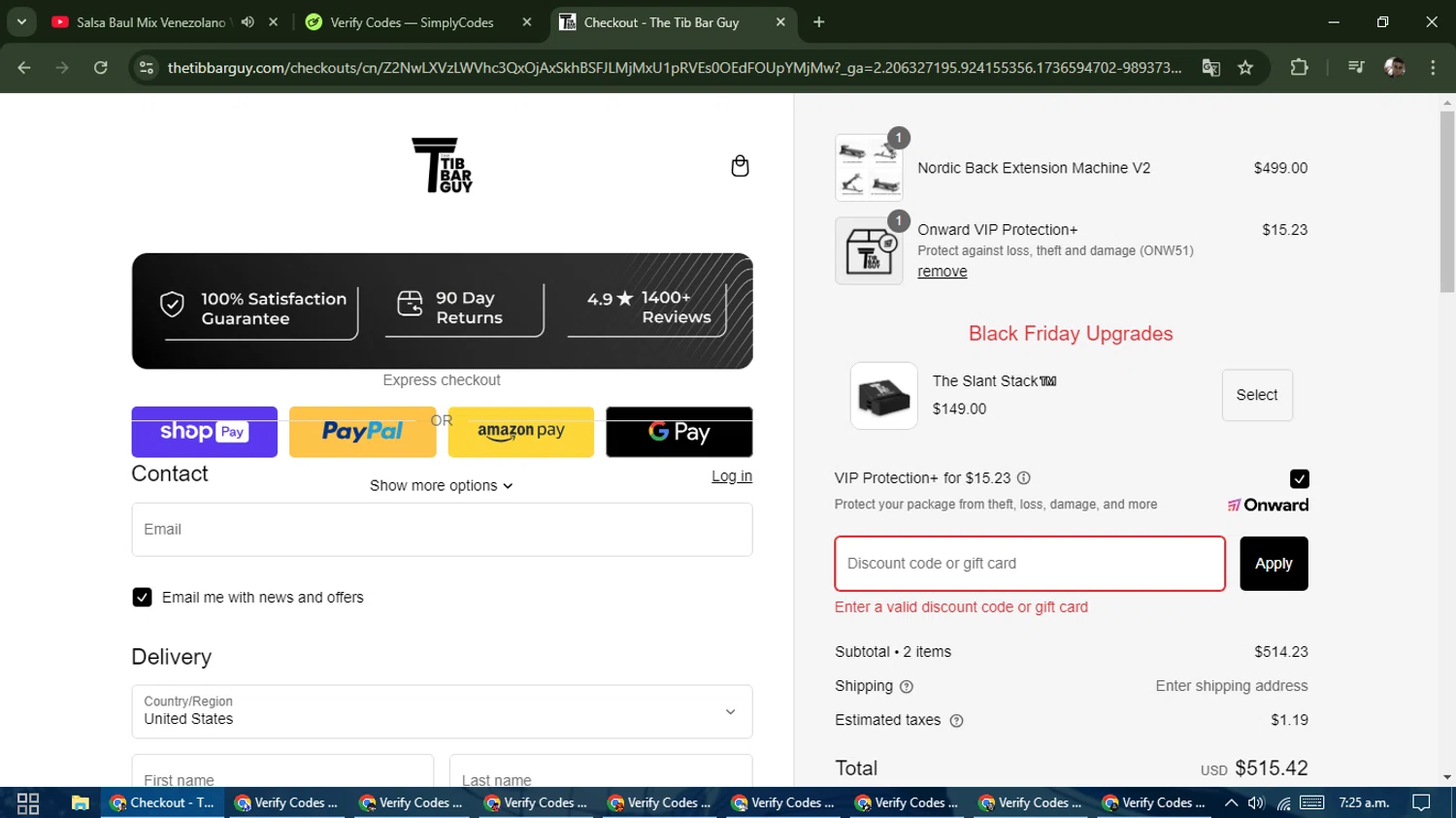 The Tib Bar Guy promo code screenshot showing code 2024 applied at The Tib Bar Guy checkout page. Uploaded by SimplyCodes community member DiscountSeeker682 on Jan 11, 2025