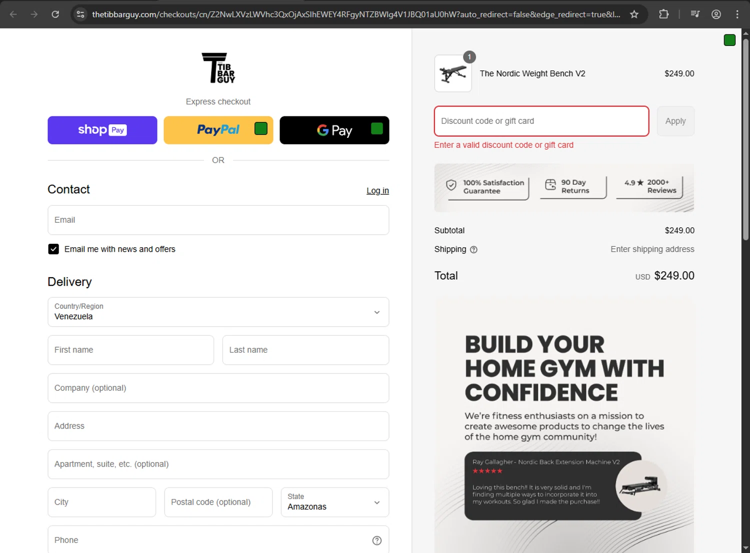 The Tib Bar Guy promo code screenshot showing code HOUSESTRONG applied at The Tib Bar Guy checkout page. Uploaded by SimplyCodes community member zzzzzzza on Jun 10, 2025
