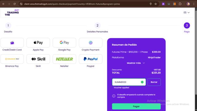 TheTradingPit checkout page showing TheTradingPit promo code box | Screenshot taken by SimplyCodes community member on Sep 7, 2025