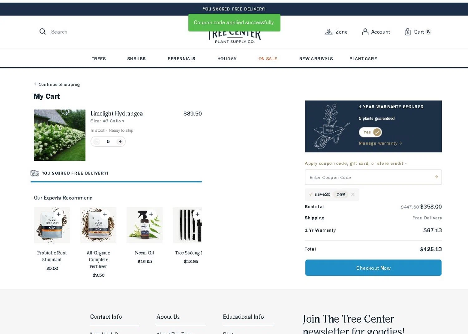 The Tree Center promo code screenshot showing code SAVE20 applied at The Tree Center checkout page. Uploaded by SimplyCodes community member LAMINEJAMAL on Dec 15, 2025