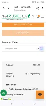 PRIME25 coupon verification screenshot