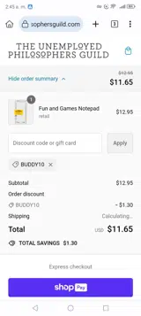 BUDDY10 coupon verification screenshot