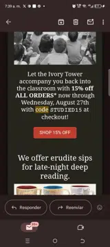 STUDIED15 coupon verification screenshot