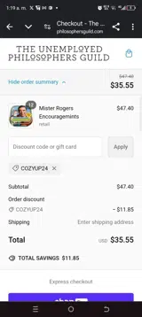 COZYUP24 coupon verification screenshot