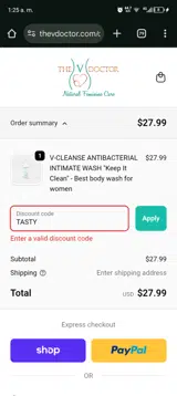TASTY coupon verification screenshot