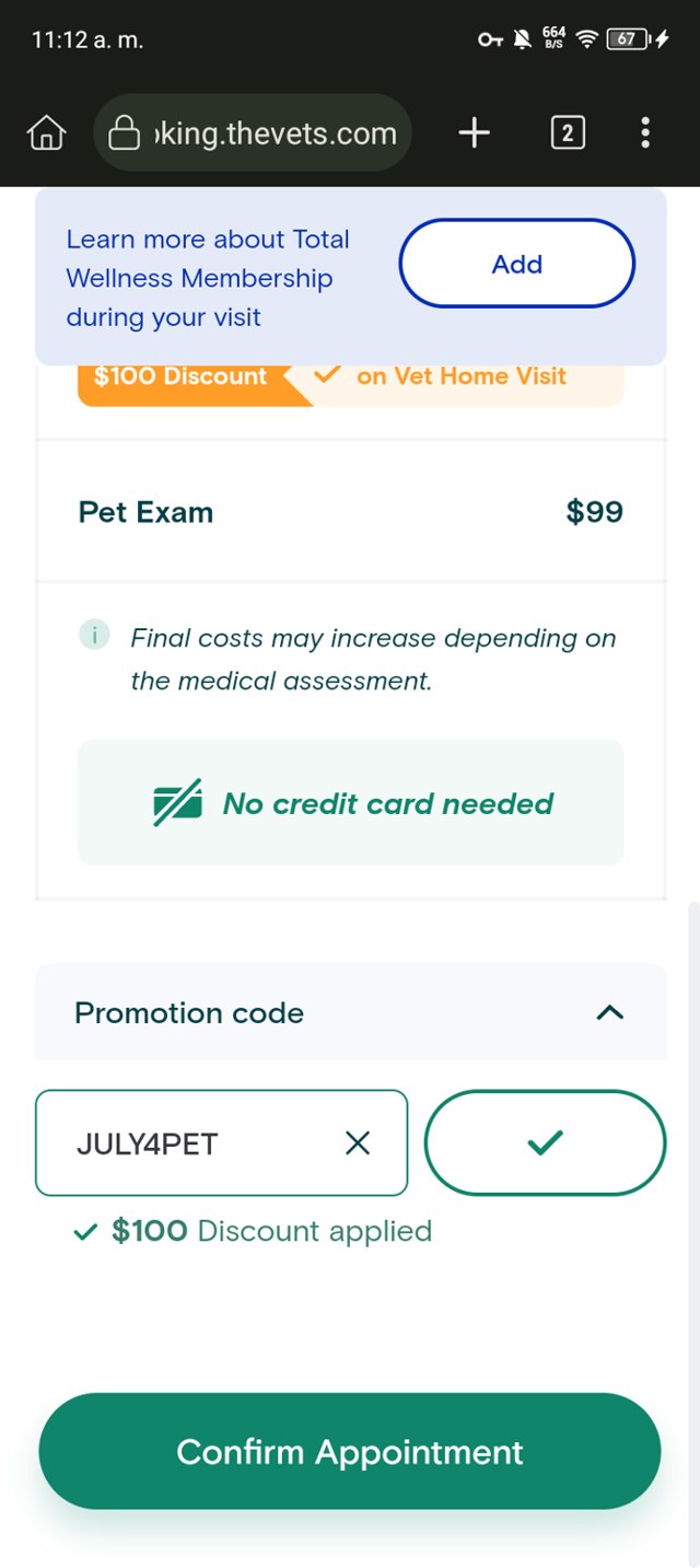 The Vets checkout page showing The Vets promo code box | Screenshot taken by SimplyCodes community member on Jul 29, 2024