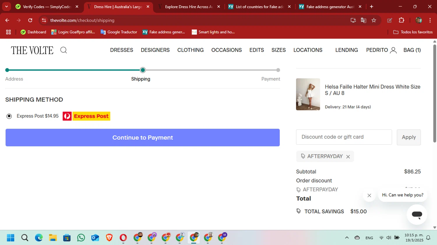 The Volte checkout page showing The Volte discount code box | Screenshot taken by SimplyCodes community member on Mar 20, 2025