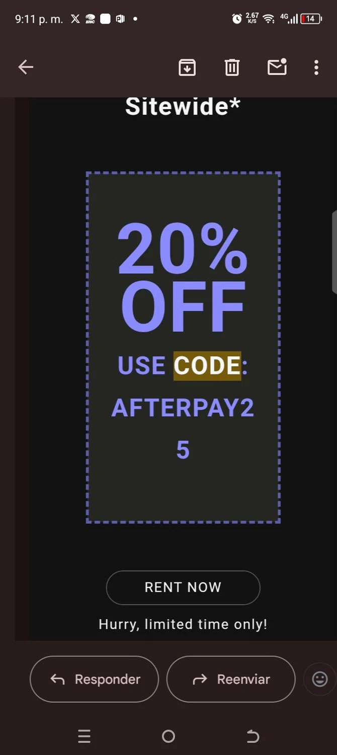 The Volte discount code screenshot showing code AFTERPAY25 applied at The Volte checkout page. Uploaded by SimplyCodes community member kellymoreno on Aug 13, 2025
