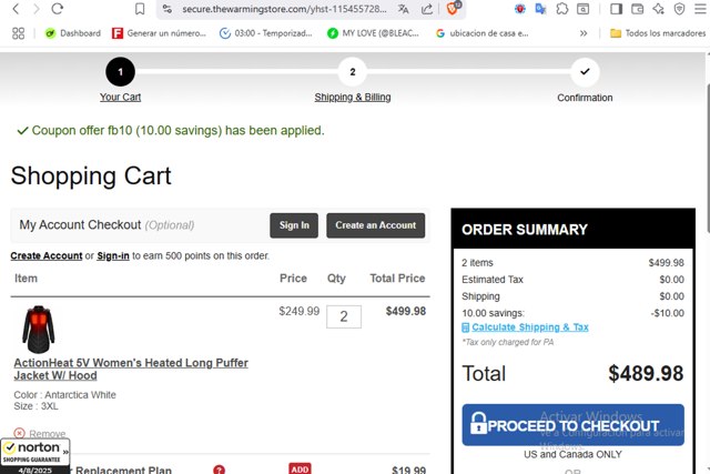 The Warming Store checkout page showing The Warming Store coupon code box | Screenshot taken by SimplyCodes community member on Aug 4, 2025