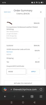 ACS12 coupon verification screenshot