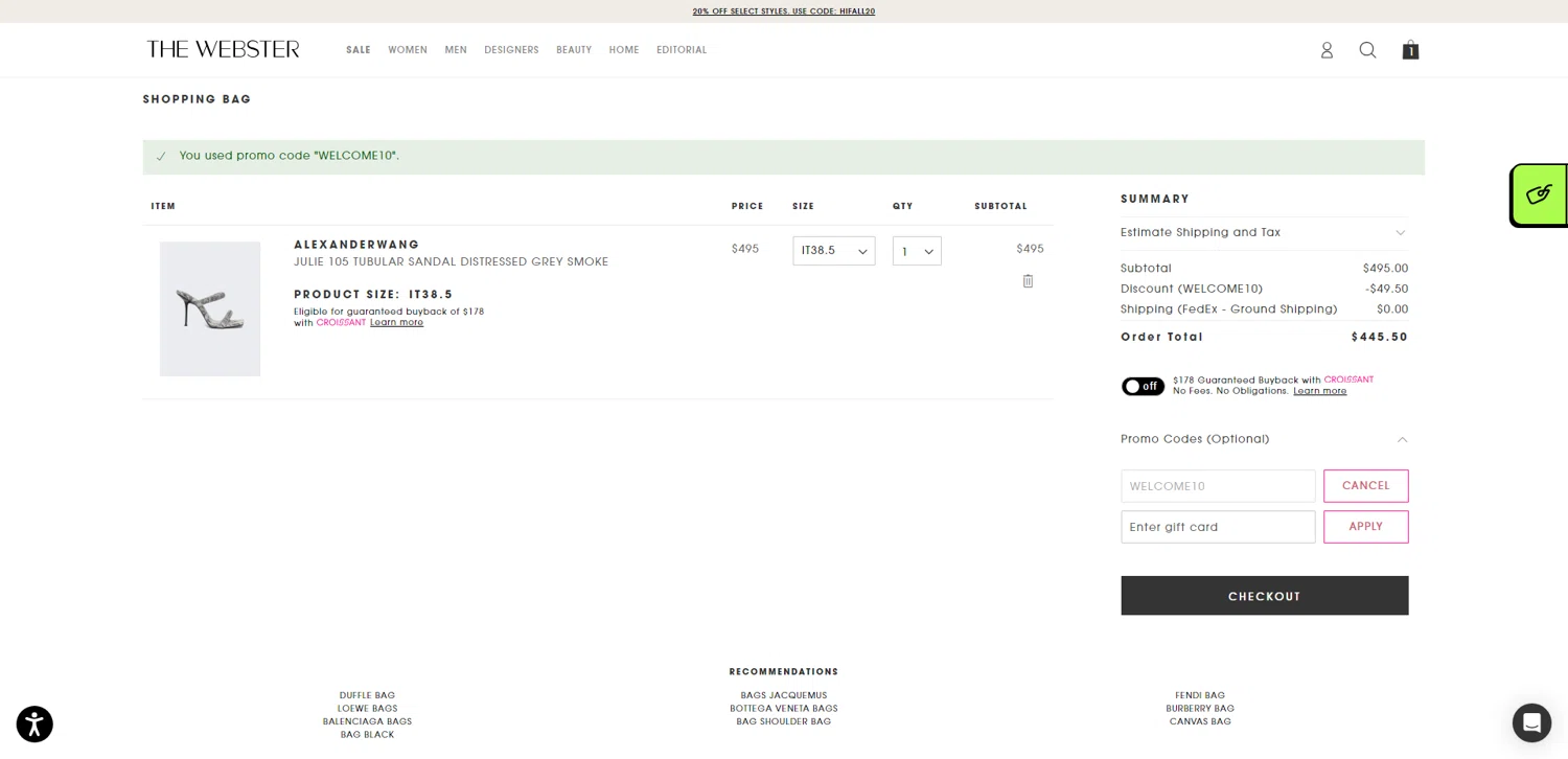 where to use Thewebster promo code box