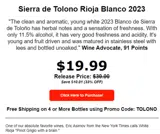 TOLONO coupon verification screenshot