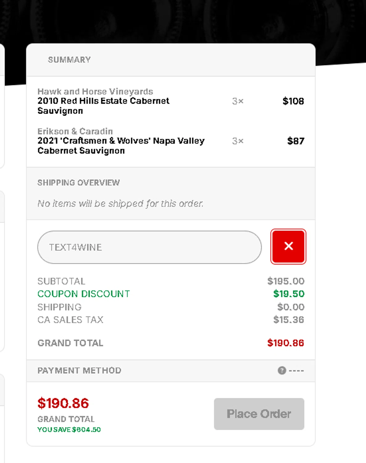 The Wine Spies promo code screenshot showing code TEXT4WINE applied at The Wine Spies checkout page. Uploaded by SimplyCodes community member Netheryno on Aug 22, 2025