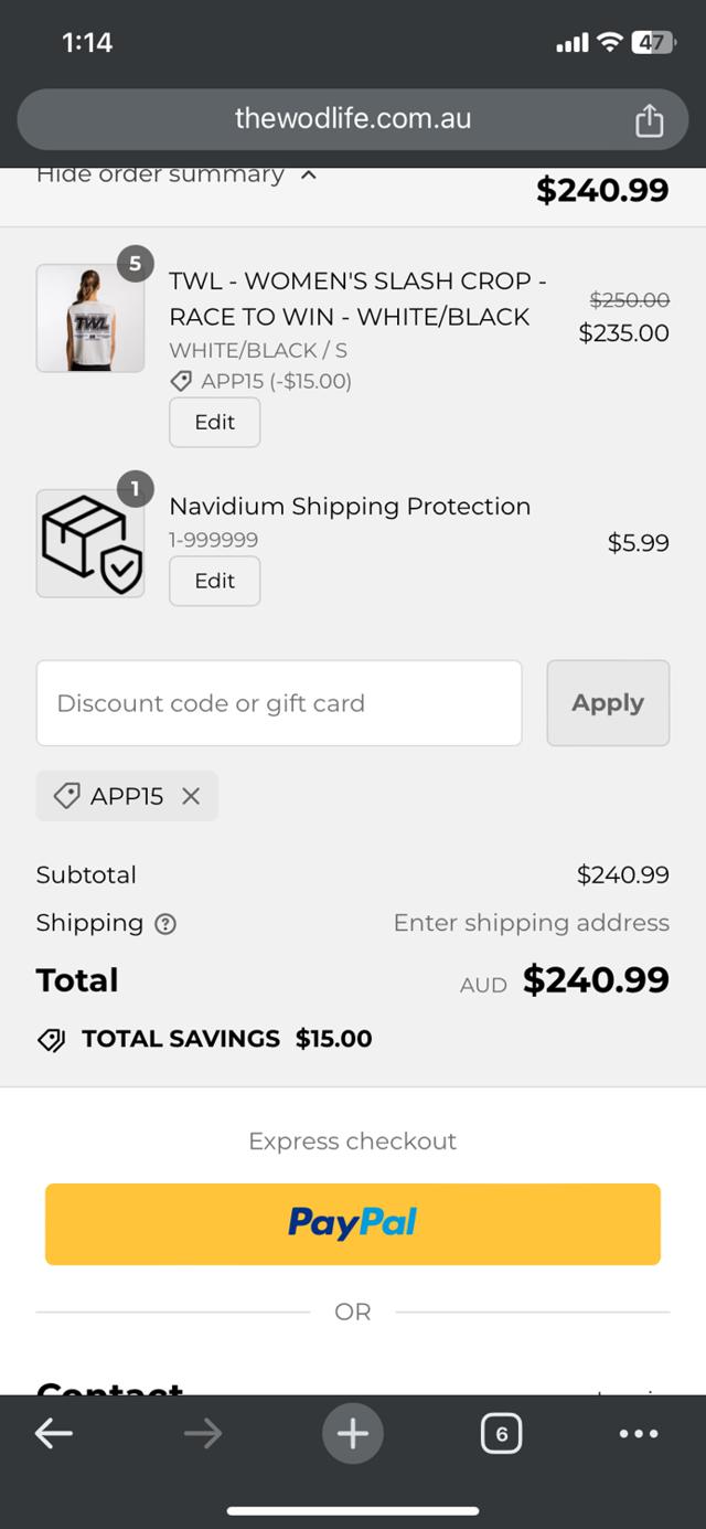TWL checkout page showing TWL discount code box | Screenshot taken by SimplyCodes community member on Aug 15, 2024