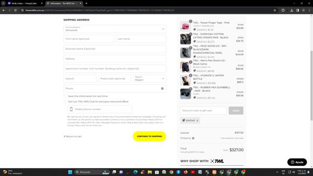 TWL checkout page showing TWL discount code box | Screenshot taken by SimplyCodes community member on Feb 1, 2024