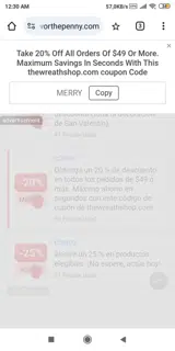 The Wreath Shop coupon verification screenshot