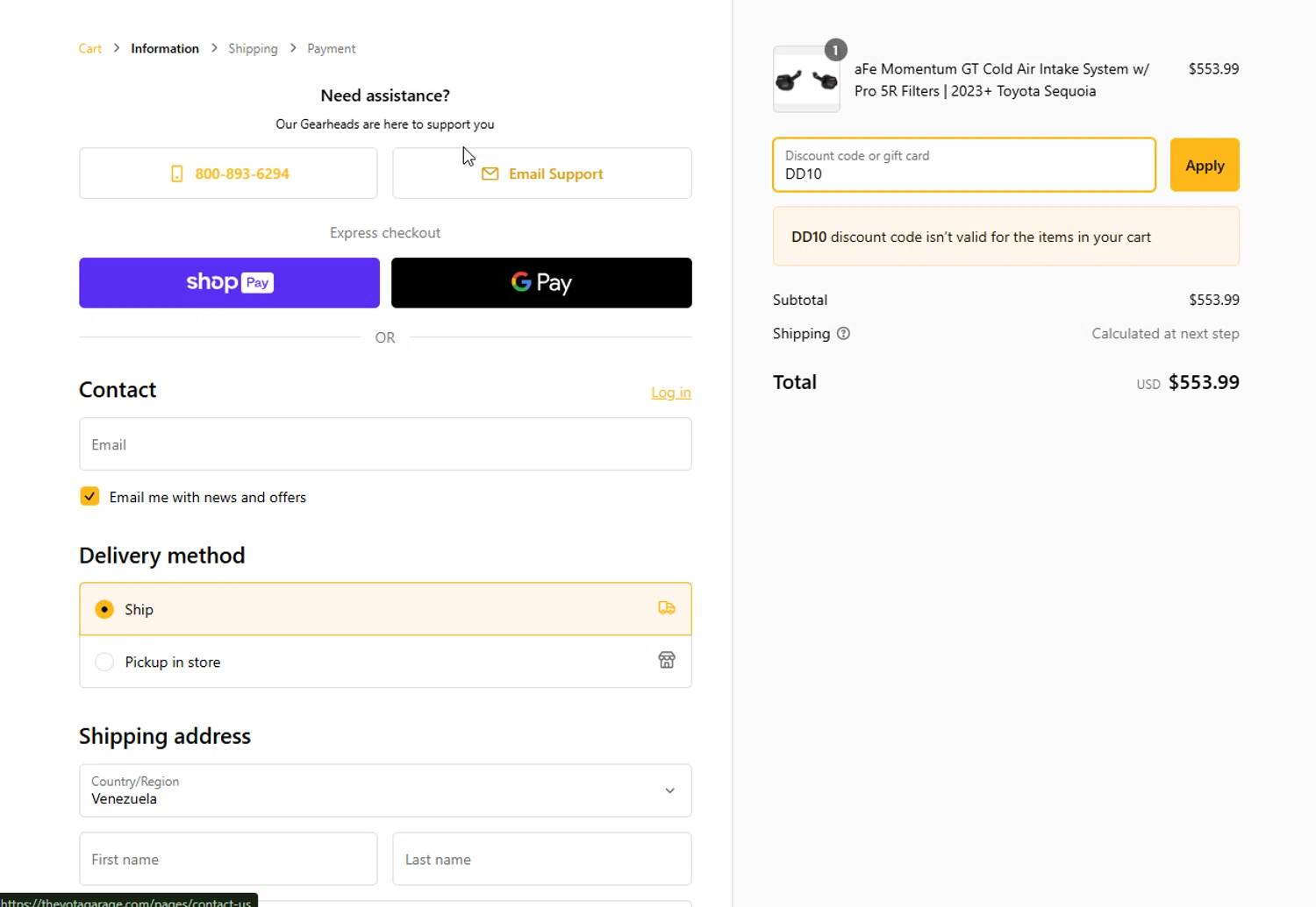 TheYotaGarage promo code screenshot showing code DD10 applied at TheYotaGarage checkout page. Uploaded by SimplyCodes community member FelixelGato on Feb 26, 2025