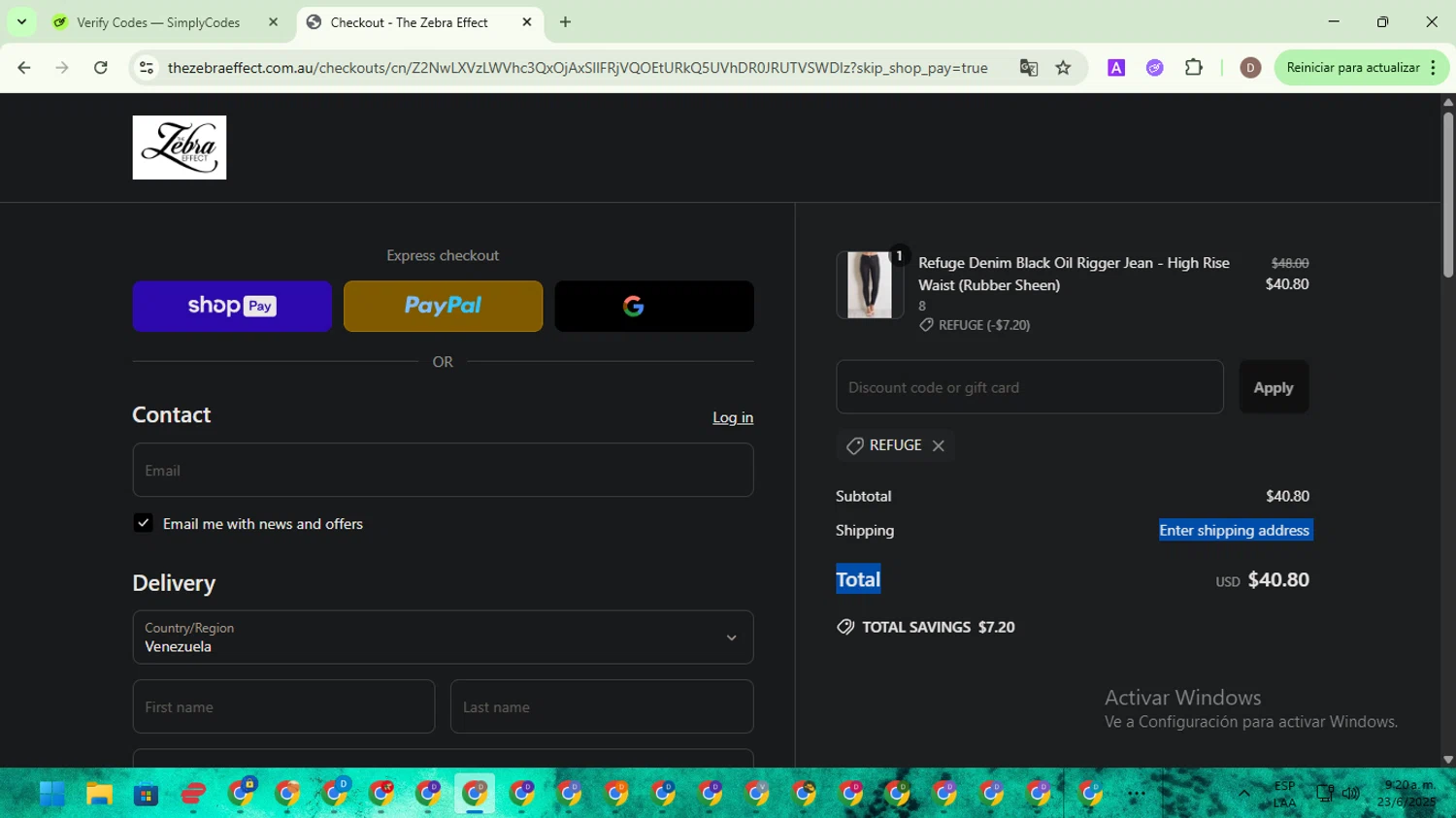 The Zebra promo code screenshot showing code REFUGE applied at The Zebra checkout page. Uploaded by SimplyCodes community member NobleWarden6764 on Jun 23, 2025