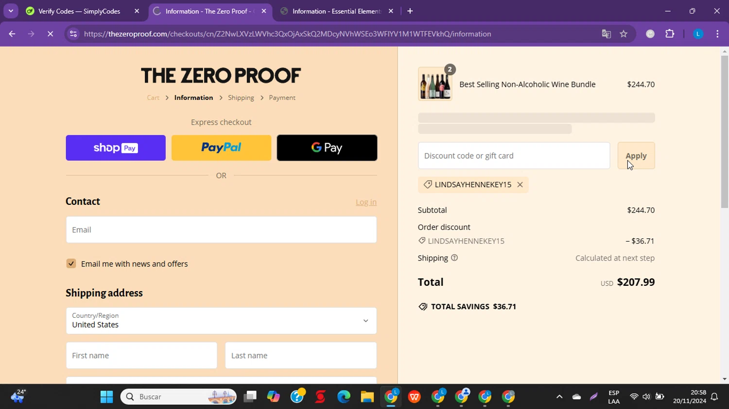 where to use The Zero Proof promo code box