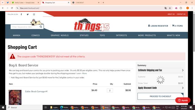 Things From Another World checkout page showing Things From Another World discount code box | Screenshot taken by SimplyCodes community member on Apr 9, 2025