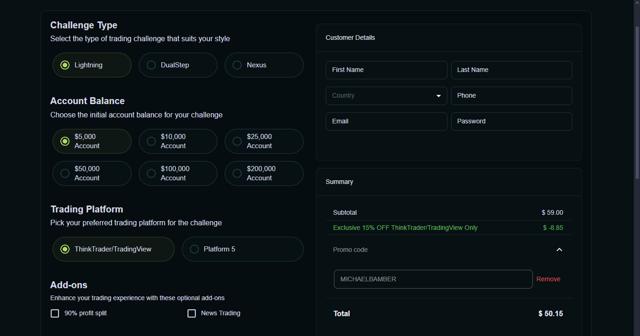 Think Capital checkout page showing Think Capital promo code box | Screenshot taken by SimplyCodes community member on Sep 7, 2025