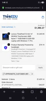 thinkEDU coupon verification screenshot