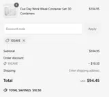 10SAVE coupon verification screenshot