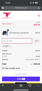 JEFF coupon verification screenshot