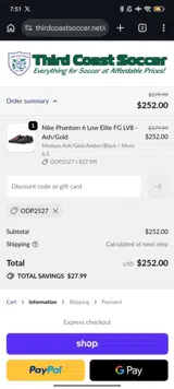 Third Coast Soccer coupon verification screenshot