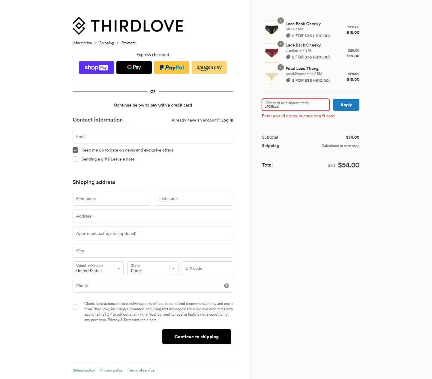 thirdlove first order code