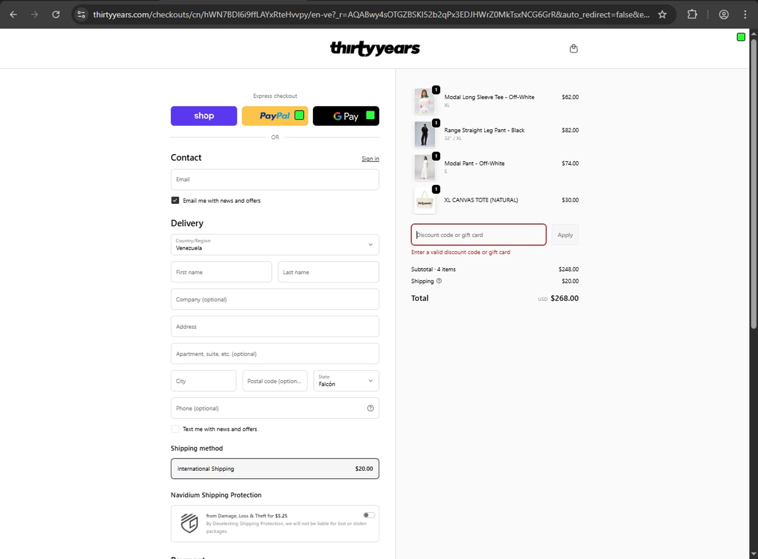 Thirty Years discount code screenshot showing code VALE applied at Thirty Years checkout page. Uploaded by SimplyCodes community member zzzzzzza on Jan 3, 2026