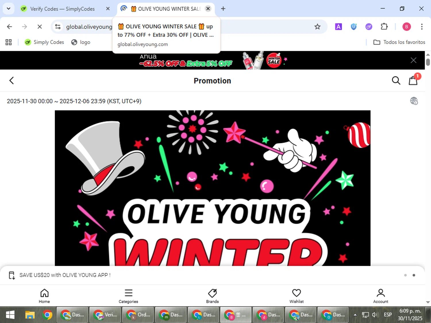 Thirty Years discount code screenshot showing code ALLIE applied at Thirty Years checkout page. Uploaded by SimplyCodes community member SilverExpert5694 on Nov 30, 2025