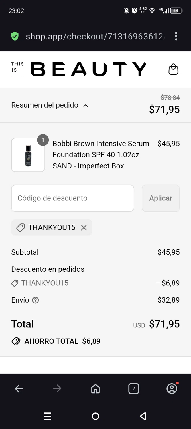 This is Beauty discount code screenshot showing code THANKYOU15 applied at This is Beauty checkout page. Uploaded by SimplyCodes community member Olivatle37 on Aug 5, 2025