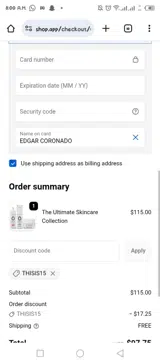 THISIS15 coupon verification screenshot