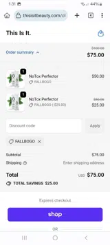 FALLBOGO coupon verification screenshot