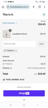 THISIS15 coupon verification screenshot