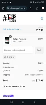 THI25 coupon verification screenshot