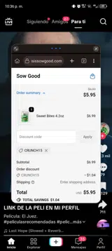 Crunch15 coupon verification screenshot