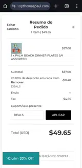 DEALS coupon verification screenshot